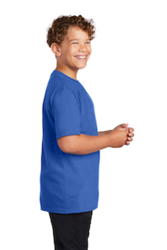 Left view of Port & Company Youth Essential Blended Performance Tee
