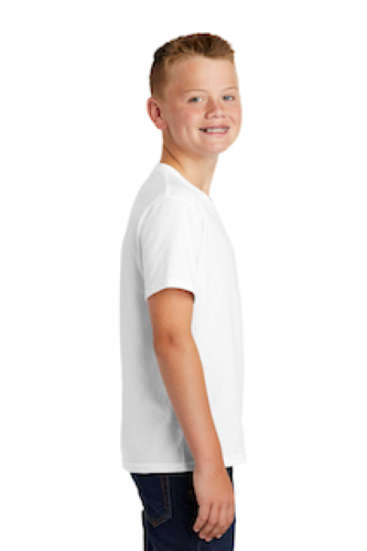 Right view of Port & Company Youth Fan Favorite Blend Tee