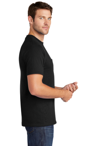 Left view of Port & Company 5.4-oz 100% Cotton Pocket T-Shirt