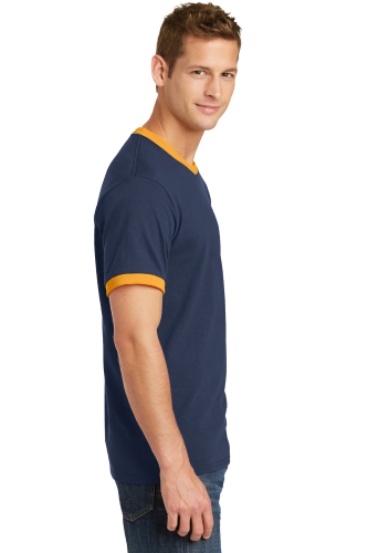 Left view of Port & Company 5.4-Oz 100% Cotton Ringer Tee