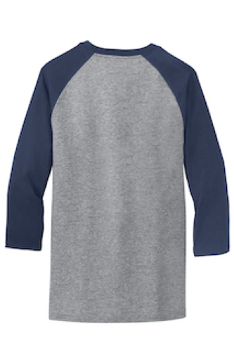Back view of Port & Company 50/50 Cotton/Poly 3/4-Sleeve Raglan T-Shirt