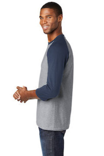 Right view of Port & Company 50/50 Cotton/Poly 3/4-Sleeve Raglan T-Shirt
