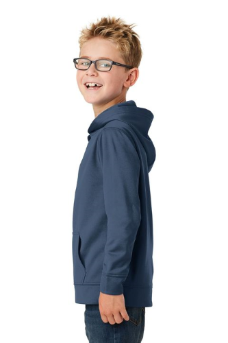 Right view of Port & Company Youth Performance Fleece Pullover Hooded Sweatshirt