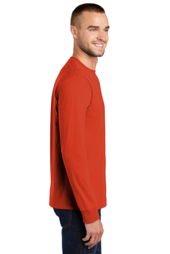 Right view of Port & Company Long Sleeve Essential T-Shirt