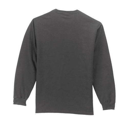 Back view of Port & Company Tall Long Sleeve Essential T-Shirt with Pocket