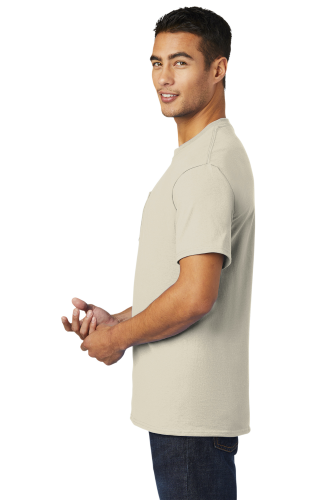 Left view of Port & Company Tall Essential T-Shirt with Pocket