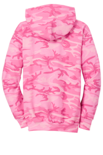 Back view of Port & Company Core Fleece Camo Pullover Hooded Sweatshirt