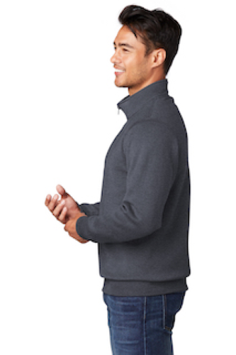 Left view of Port & Company Core Fleece 1/4-Zip Pullover Sweatshirt
