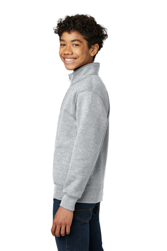 Left view of Port & Company Youth Core Fleece 1/4-Zip Pullover Sweatshirt