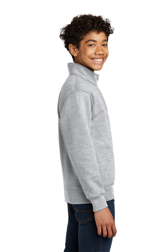 Right view of Port & Company Youth Core Fleece 1/4-Zip Pullover Sweatshirt