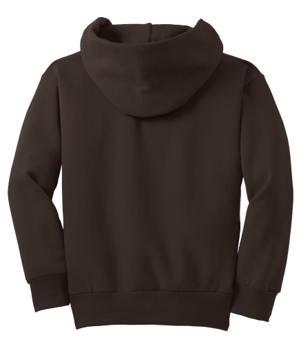 Back view of Port & Company Youth Pullover Hooded Sweatshirt