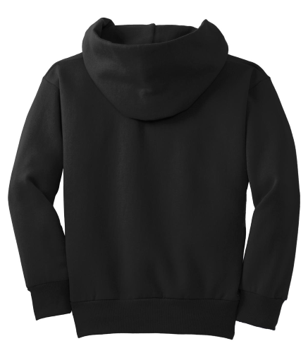 Back view of Port & Company Youth Pullover Hooded Sweatshirt