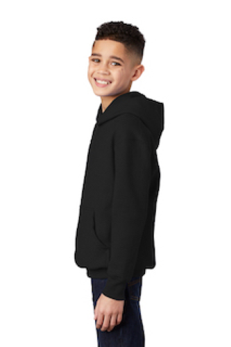 Left view of Port & Company Youth Pullover Hooded Sweatshirt