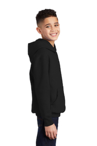 Right view of Port & Company Youth Pullover Hooded Sweatshirt