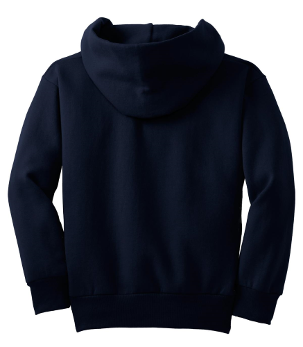 Back view of Port & Company Youth Pullover Hooded Sweatshirt