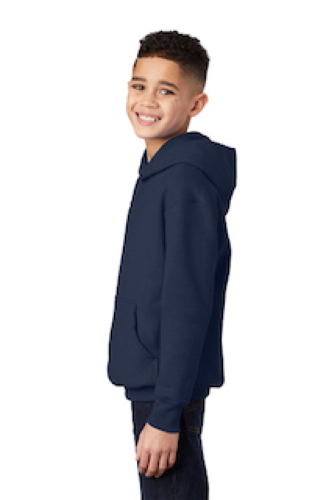 Left view of Port & Company Youth Pullover Hooded Sweatshirt
