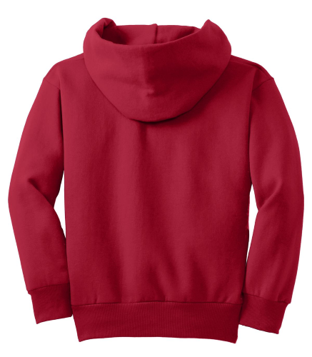 Back view of Port & Company Youth Pullover Hooded Sweatshirt