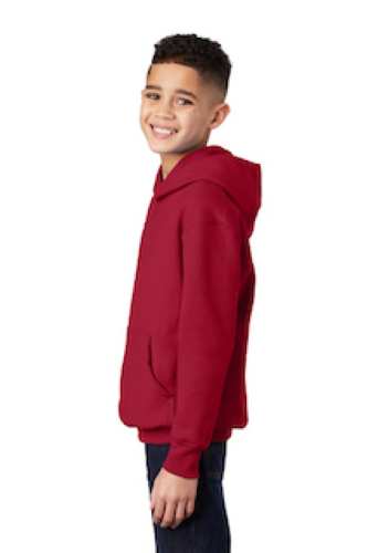 Left view of Port & Company Youth Pullover Hooded Sweatshirt