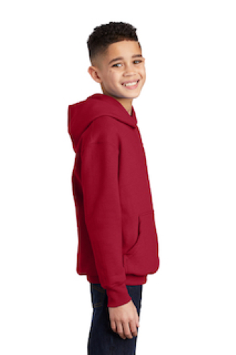 Right view of Port & Company Youth Pullover Hooded Sweatshirt