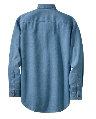 Back view of Port & Company Long Sleeve Value Denim Shirt