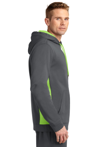 Left view of Sport-Tek Sport-Wick Fleece Colorblock Hooded Pullover