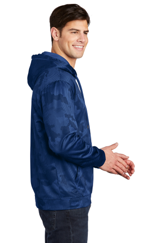 Left view of Sport-Tek Sport-Wick CamoHex Fleece Hooded Pullover