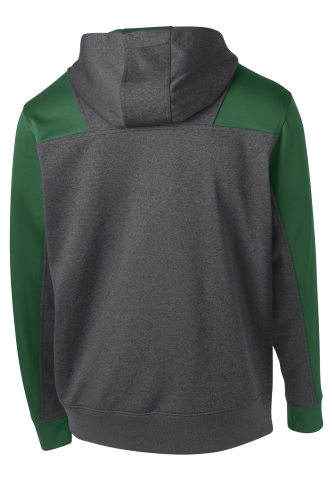 Back view of Sport-Tek Colorblock Tech Fleece 1/4-Zip Hooded Sweatshirt