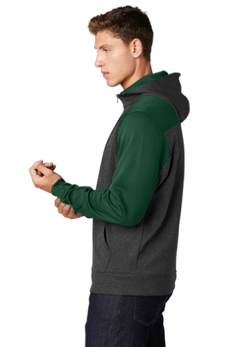 Left view of Sport-Tek Colorblock Tech Fleece 1/4-Zip Hooded Sweatshirt