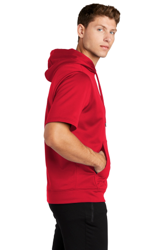 Left view of Sport-Tek Sport-Wick Fleece Short Sleeve Hooded Pullover