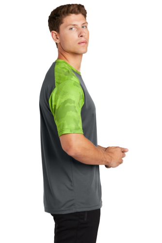 Left view of Sport-Tek CamoHex Colorblock Tee