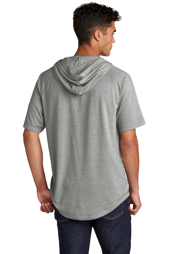 Back view of Sport-Tek PosiCharge Tri-Blend Wicking Short Sleeve Hoodie