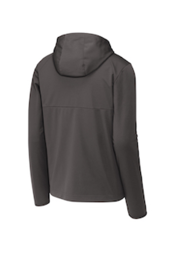 Back view of Sport-Tek Hooded Soft Shell Jacket ST980