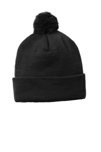 Back view of Solid Pom Pom Beanie
