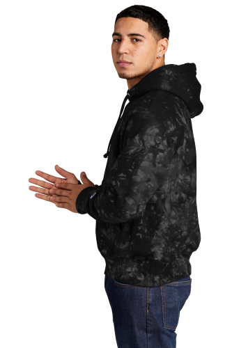 Left view of Champion Reverse Weave Scrunch-Dye Tie-Dye Hooded Sweatshirt