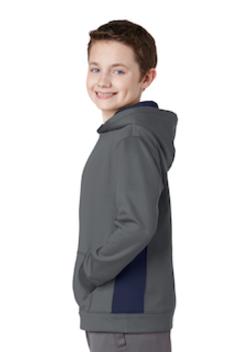 Right view of Sport-Tek Youth Sport-Wick Fleece Colorblock Hooded Pullover