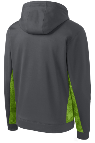 Back view of Sport-Tek Youth Sport-Wick CamoHex Fleece Colorblock Hooded Pullover
