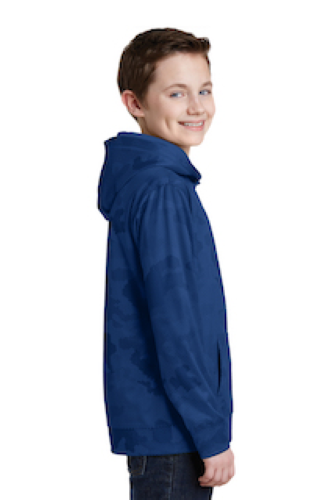 Left view of Sport-Tek Youth Sport-Wick CamoHex Fleece Hooded Pullover