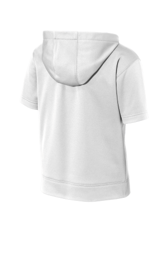 Back view of Sport-Tek Youth Sport-Wick Fleece Short Sleeve Hooded Pullover