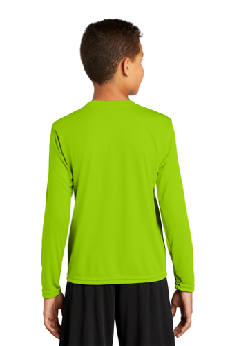 Back view of Sport Tek Youth Long Sleeve Competitor Tee