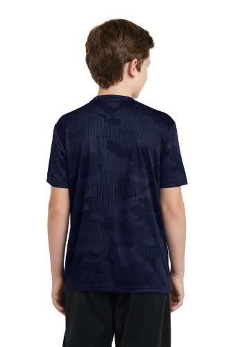 Back view of Sport-Tek Youth CamoHex Tee